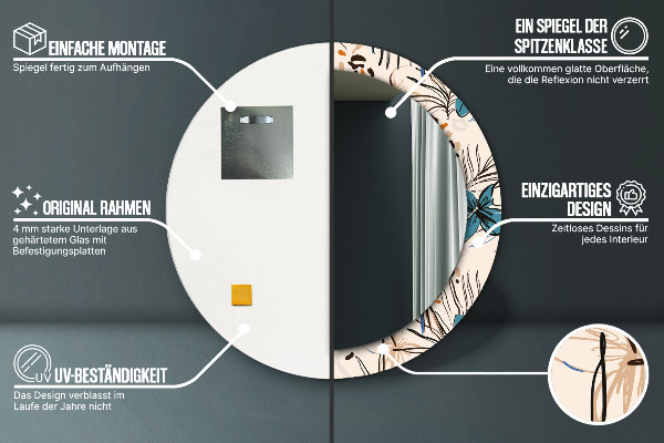 Runder spiegel mit dekoration Blumen mit einem Dschungelmuster