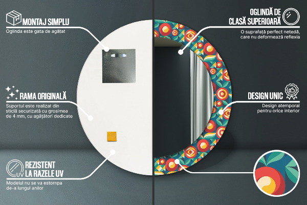 Runder spiegel mit dekoration Geometrische Früchte und Blätter