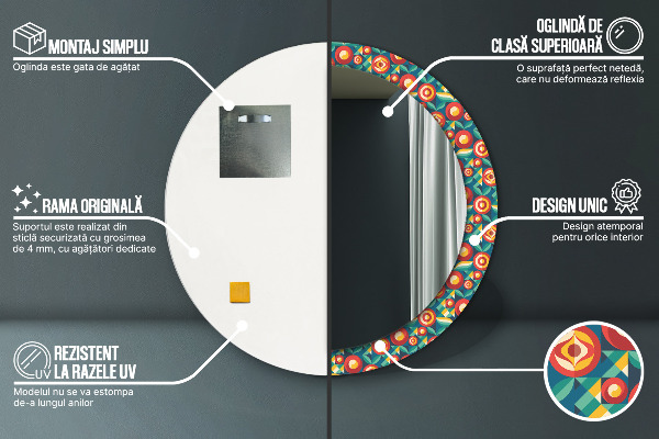 Runder spiegel mit dekoration Geometrische Früchte und Blätter