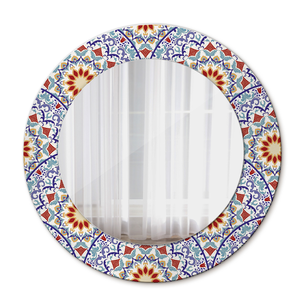 Runder spiegel mit dekoration Orientalische farbenfrohe Komposition
