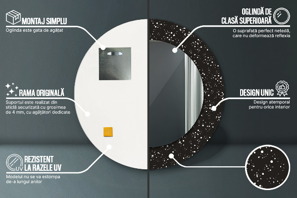 Runder spiegel bedrucktem rahmen Chaotische Punkte