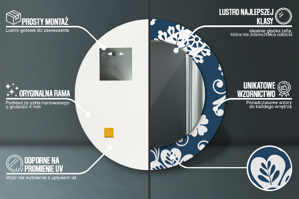 Runder spiegel bedrucktem rahmen Paisley Komposition