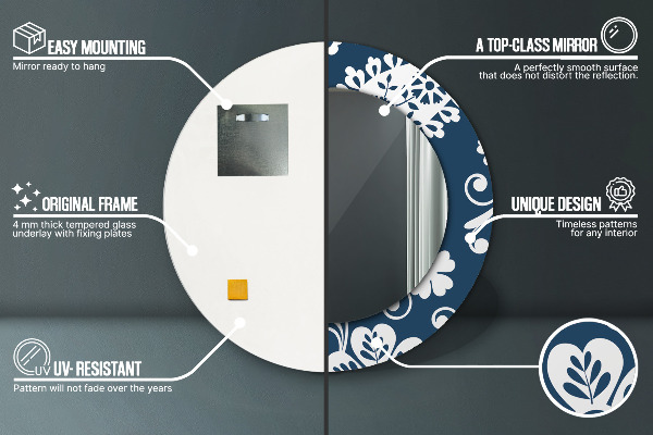 Runder spiegel bedrucktem rahmen Paisley Komposition