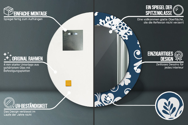 Runder spiegel bedrucktem rahmen Paisley Komposition