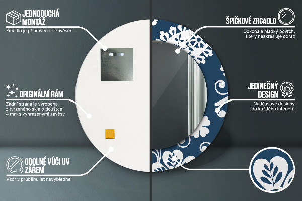 Runder spiegel bedrucktem rahmen Paisley Komposition