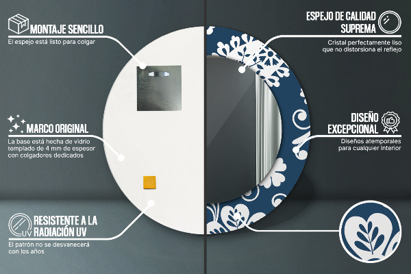 Runder spiegel bedrucktem rahmen Paisley Komposition