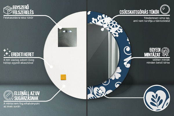 Runder spiegel bedrucktem rahmen Paisley Komposition