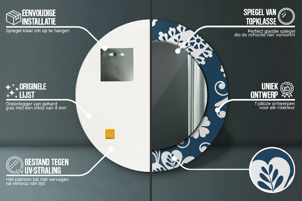 Runder spiegel bedrucktem rahmen Paisley Komposition