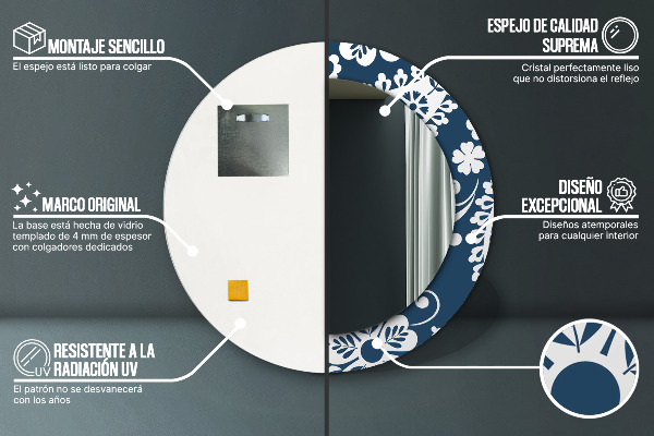 Runder spiegel bedrucktem rahmen Paisley Komposition