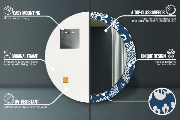 Runder spiegel bedrucktem rahmen Paisley Komposition