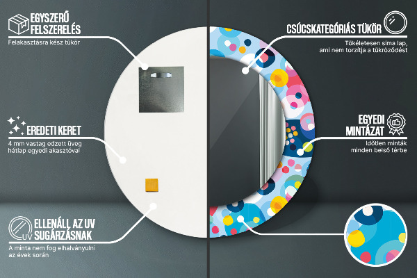 Runder spiegel bedrucktem rahmen Farbenfrohe Dornen