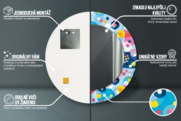 Runder spiegel bedrucktem rahmen Farbenfrohe Dornen