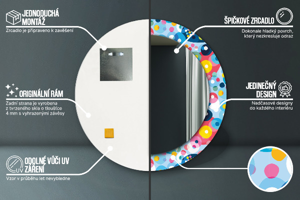 Runder spiegel bedrucktem rahmen Farbenfrohe Dornen
