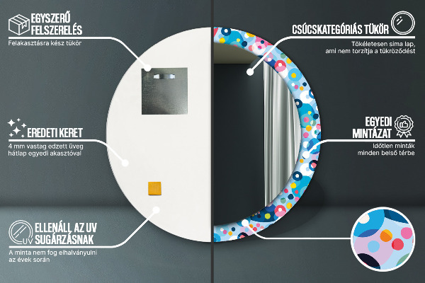 Runder spiegel bedrucktem rahmen Farbenfrohe Dornen