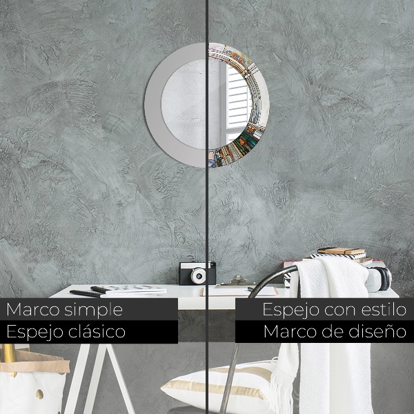 Runder spiegel bedrucktem rahmen Abstraktes Glasfenster