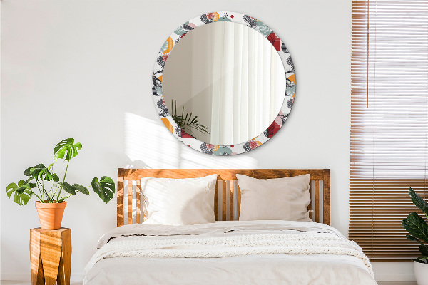 Runder spiegel bedrucktem rahmen Abstraktion mit Vögeln