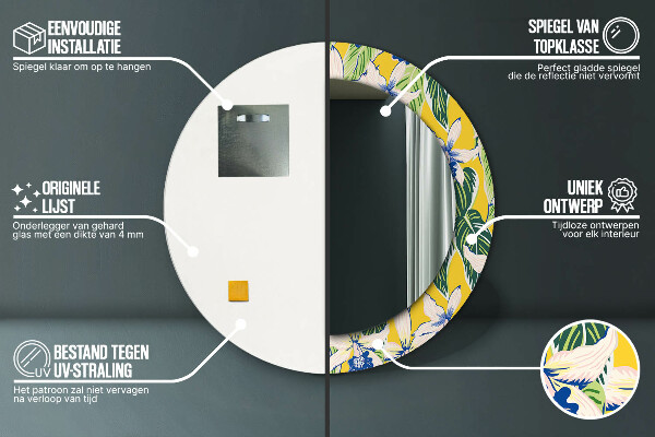 Runder spiegel aufdruck Blaue und gelbe Orchideen