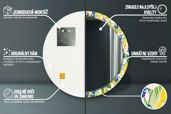 Runder spiegel aufdruck Blaue und gelbe Orchideen