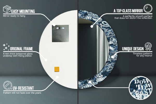 Runder spiegel aufdruck Collage