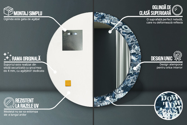 Runder spiegel aufdruck Collage