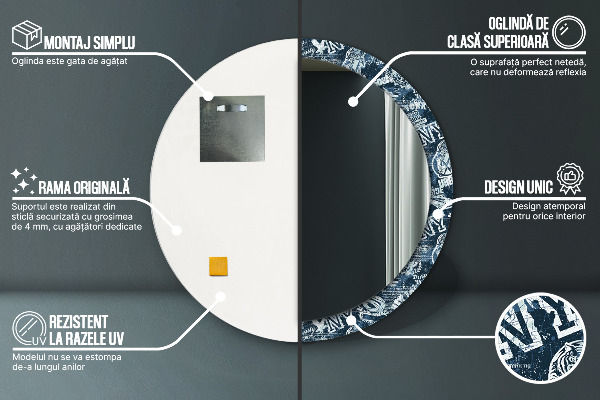 Runder spiegel aufdruck Collage