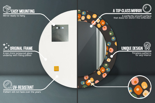 Runder spiegel mit dekoration Blumenpunkte