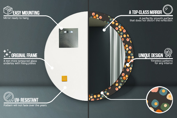 Runder spiegel mit dekoration Blumenpunkte