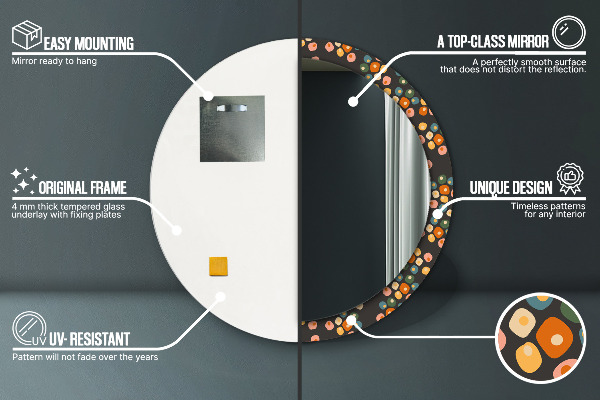 Runder spiegel mit dekoration Blumenpunkte