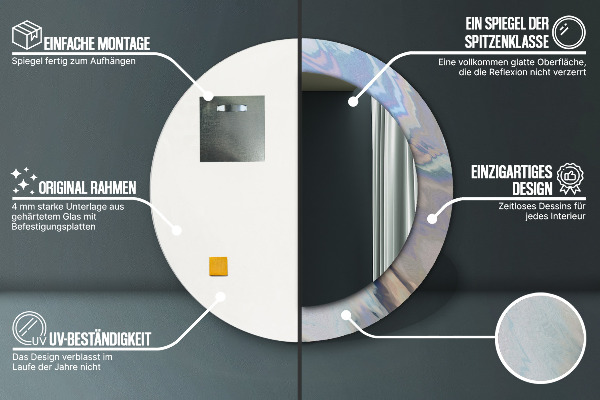 Runder spiegel mit dekoration Holographische Textur