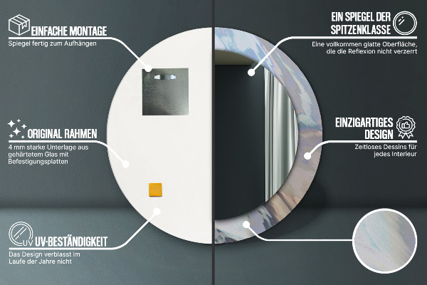 Runder spiegel mit dekoration Holographische Textur