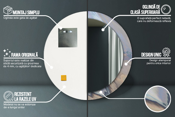 Runder spiegel mit dekoration Holographische Textur