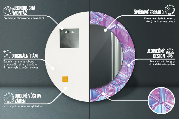 Runder spiegel bedrucktem rahmen Zusammenfassung surreal