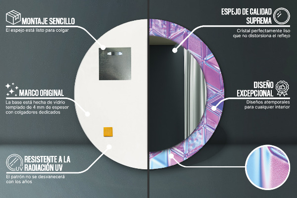 Runder spiegel bedrucktem rahmen Zusammenfassung surreal