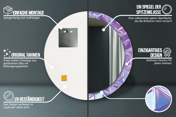 Runder spiegel bedrucktem rahmen Zusammenfassung surreal