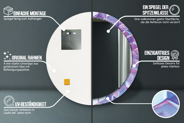 Runder spiegel bedrucktem rahmen Zusammenfassung surreal