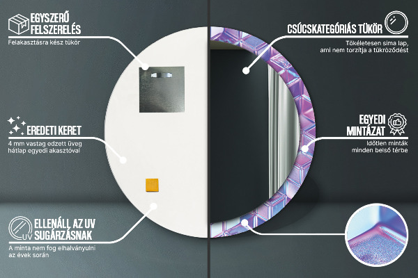 Runder spiegel bedrucktem rahmen Zusammenfassung surreal