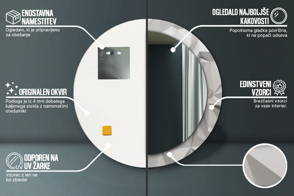 Runder spiegel bedrucktem rahmen Zusammenfassung weißer Kristall