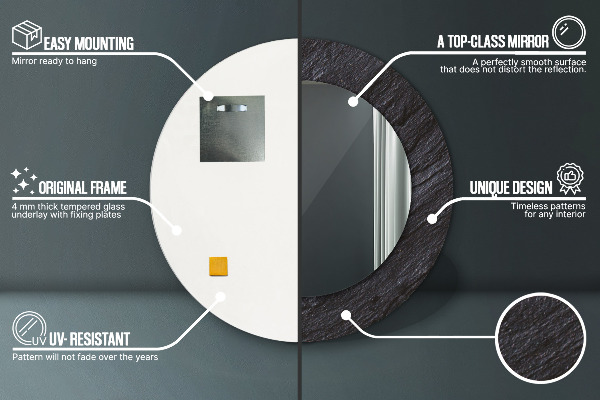 Runder spiegel aufdruck Schwarzer Stein