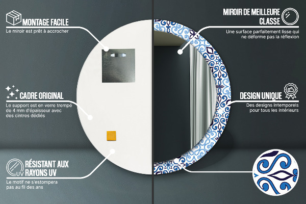 Runder spiegel aufdruck Blaues Arabischmuster