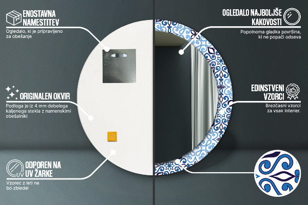 Runder spiegel aufdruck Blaues Arabischmuster