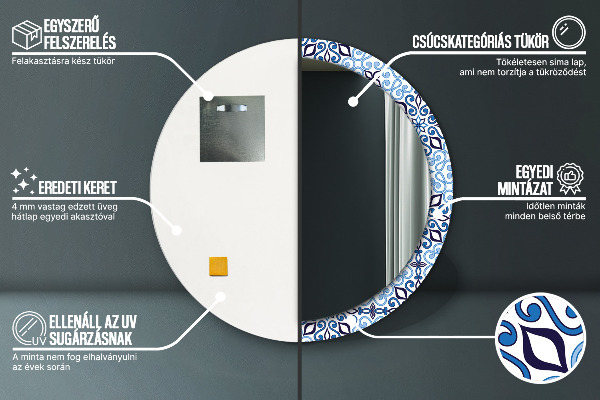 Runder spiegel aufdruck Blaues Arabischmuster