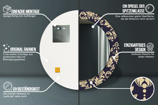 Runder spiegel aufdruck Blumenmuster