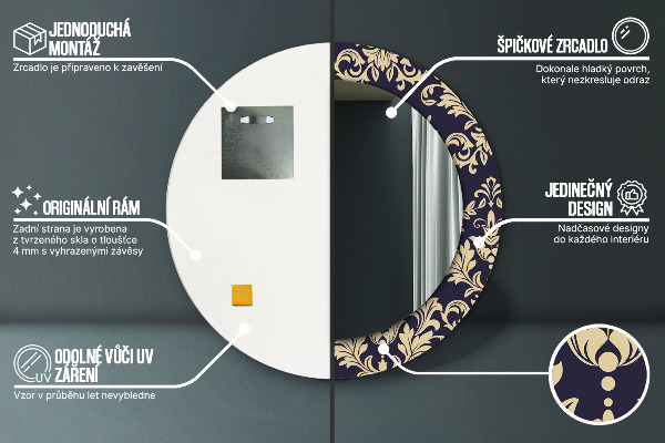 Runder spiegel aufdruck Blumenmuster