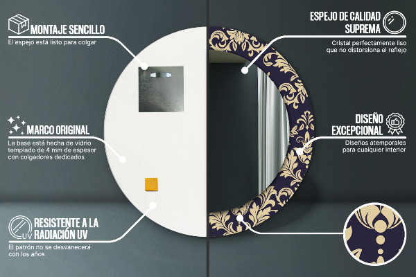 Runder spiegel aufdruck Blumenmuster