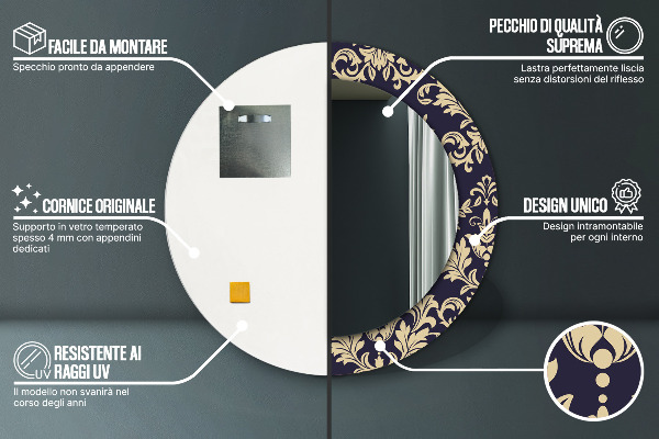 Runder spiegel aufdruck Blumenmuster