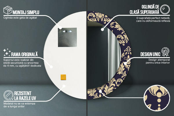 Runder spiegel aufdruck Blumenmuster