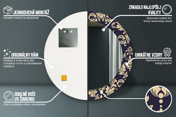 Runder spiegel aufdruck Blumenmuster