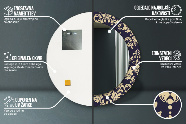 Runder spiegel aufdruck Blumenmuster