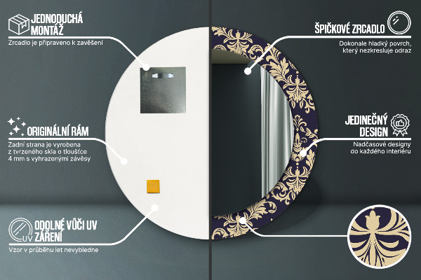 Runder spiegel aufdruck Blumenmuster