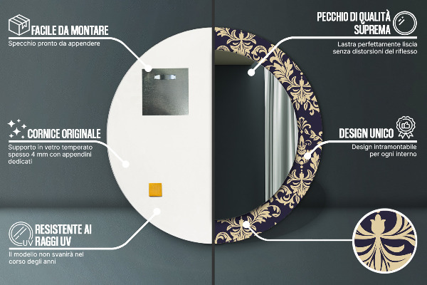 Runder spiegel aufdruck Blumenmuster